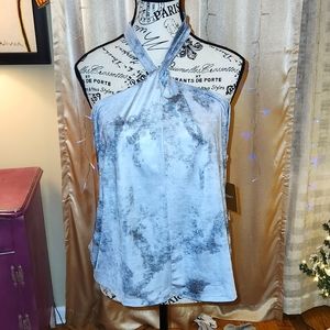 Ellen Tracy Skirt (M) and Top (XL) Silver Metallic